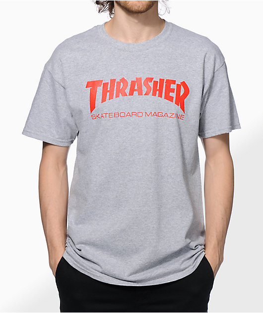 Thrasher Magazine OUTLINED SKATE MAG LOGO Skateboard T Shirt CARDINAL MEDIUM 