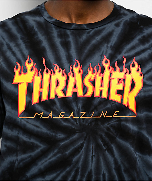 Thrasher Tie Dye Flame Grey T-Shirt