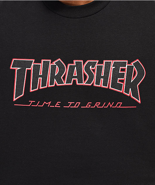 Independent x Thrasher TIME TO GRIND LONG SLEEVE Skateboard T Shirt WHITE MEDIUM 