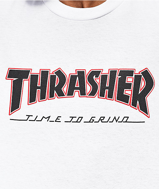 Independent x Thrasher TIME TO GRIND LONG SLEEVE Skateboard T Shirt WHITE XL 