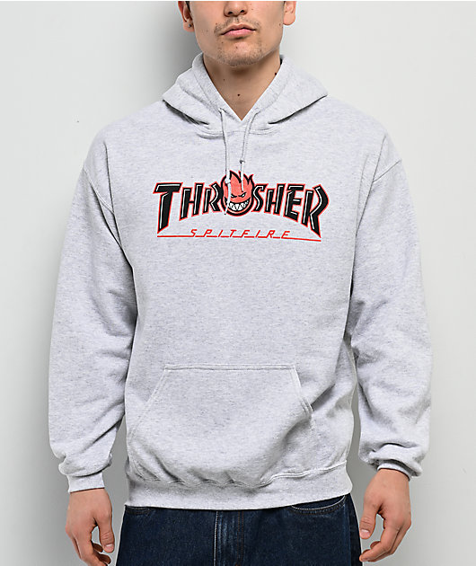 Thrasher x Spitfire Bighead Outline Grey Hoodie | Zumiez