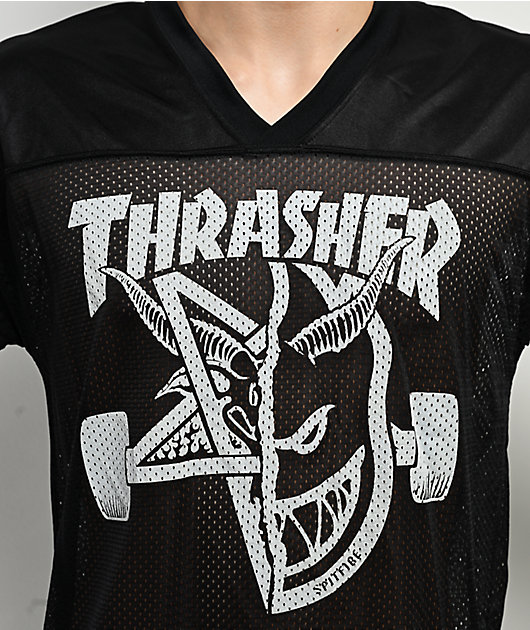 Thrasher x Spitfire Thrash & Burn Black Football Jersey | Zumiez