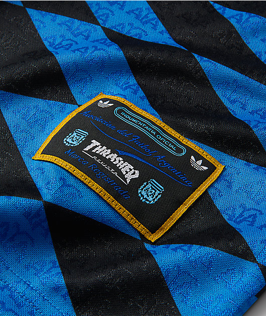 Thrasher x adidas x AFA Blue & Black Soccer Jersey | Zumiez