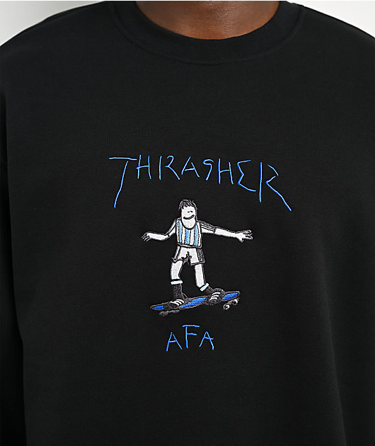 Thrasher x adidas x AFA Gonz Black Crewneck Sweatshirt