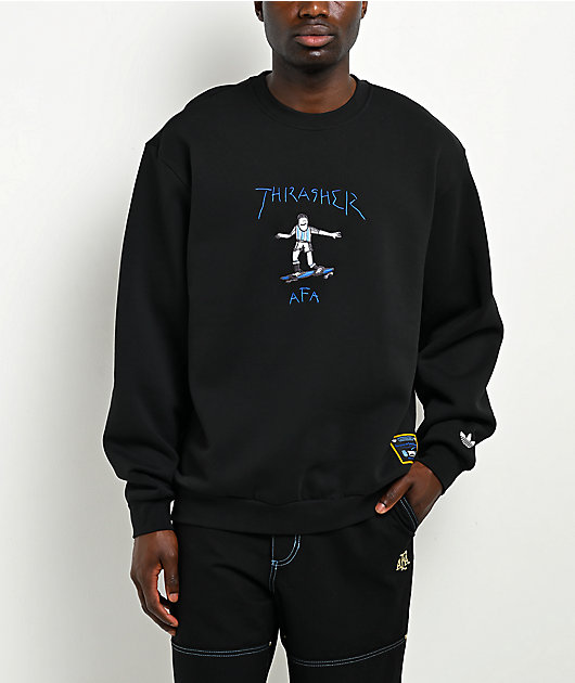 Thrasher x adidas x AFA Gonz Black Crewneck Sweatshirt | Zumiez