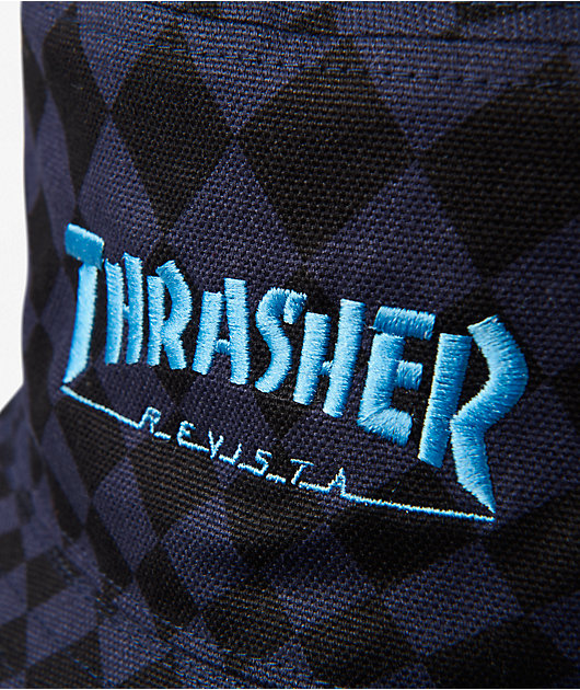 Thrasher x adidas x AFA Reversible Black & Blue Bucket Hat | Zumiez