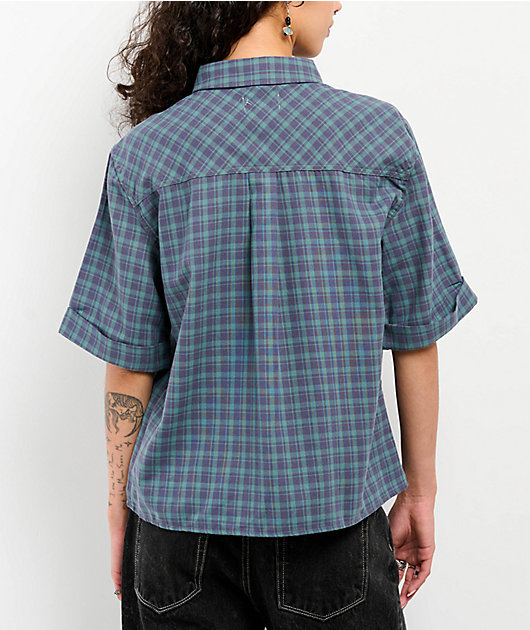 Thread & Supply Butterfly Green Short Sleeve Button Up Shirt