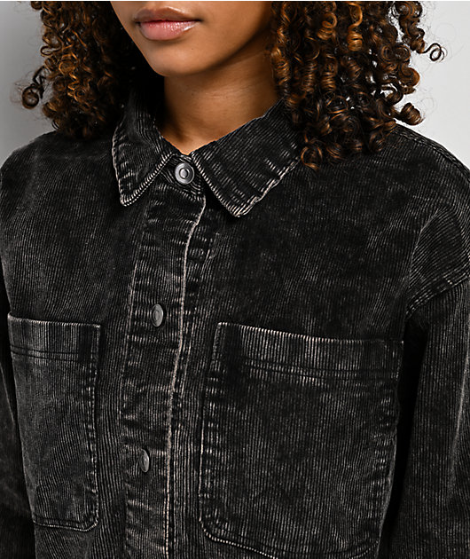 Thread & Supply Corduroy Grey Wash Long Sleeve Button Up Shirt