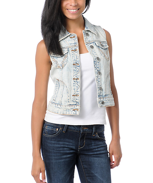 acid wash jean vest
