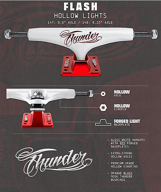 Thunder Team Flash Hollow Lights 147 White & Red Skateboard Truck
