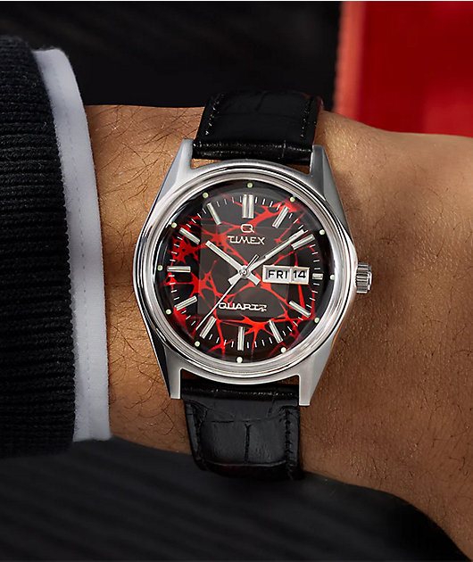 Timex Vega Reissue Black Crocodile & Red Analog Watch