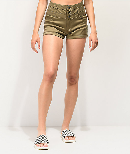 olive high waisted shorts