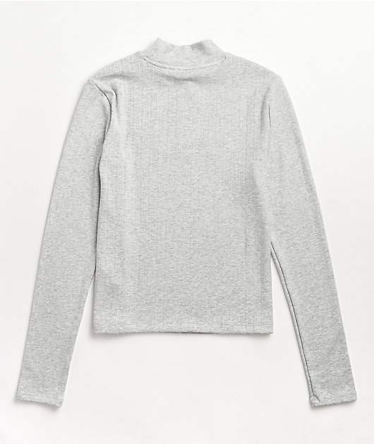 Tommy Hilfiger Light Grey Mock Neck Long Sleeve T-Shirt