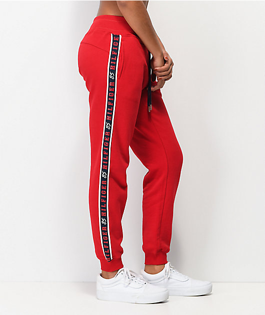 tommy hilfiger red track pants
