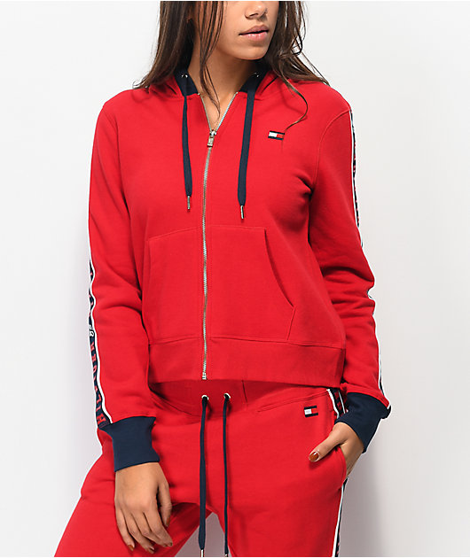 Tommy Logo Tape Red Zip