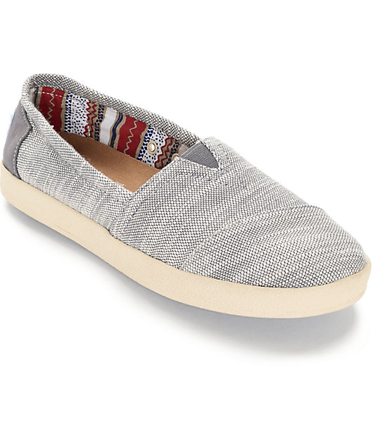 Toms Avalon Grey Textured Woven Womens 