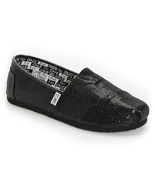 toms black glitter shoes