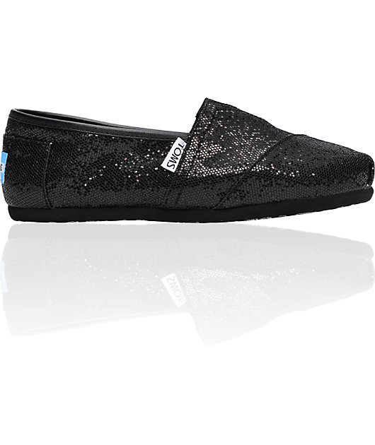 toms womens black glitter shoes