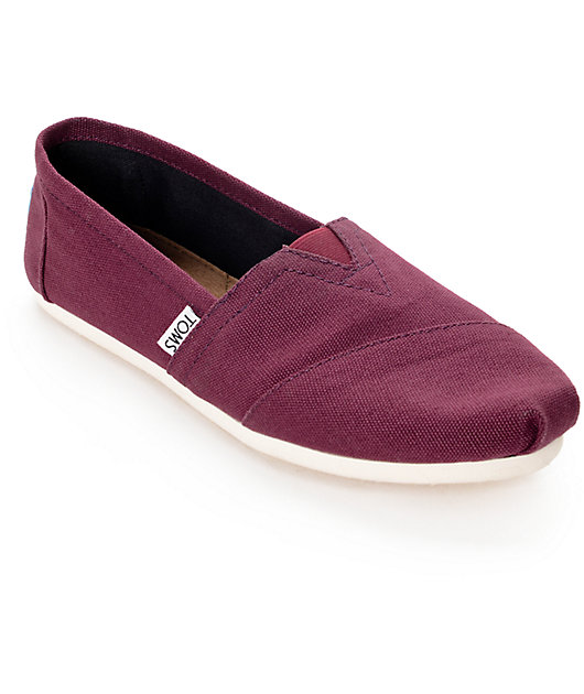 womens burgundy slip on shoes