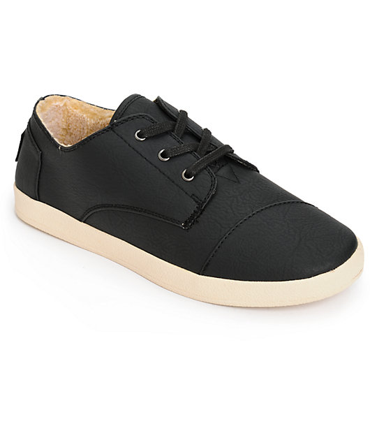 Toms Paseo Black Synthetic Leather 