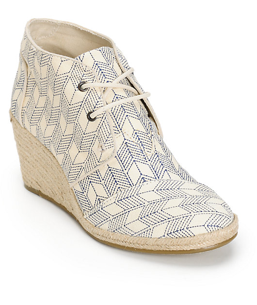 toms canvas wedge shoes