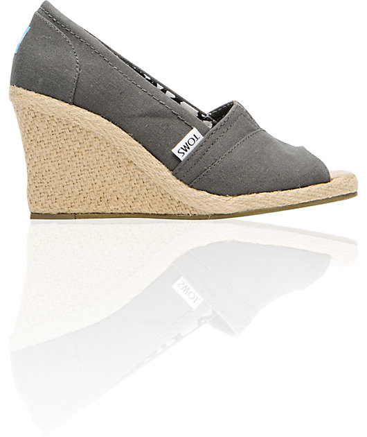 toms canvas wedge shoes