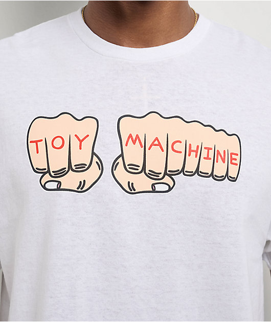 Toy Machine Fist Tee White White Ｍ Toy Machine Fists White T-Shirt | Zumiez