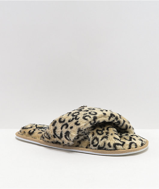 leopard criss cross slippers