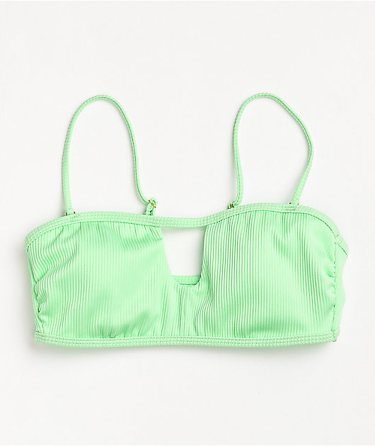 Trillium Gabby Mint Ribbed Bandeau Bikini Top