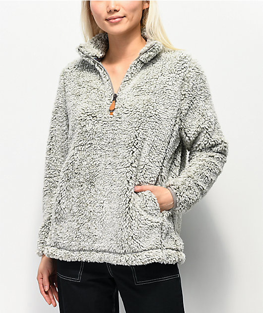 Trillium Grey Half Zip Fleece Sweatshirt