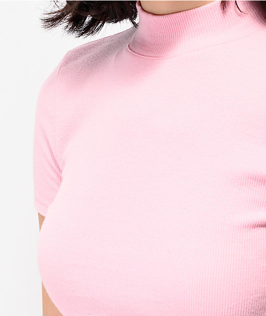 light pink mock neck top