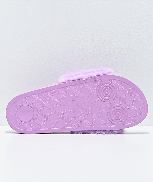 Trillium Lavender Fur Slide Sandals