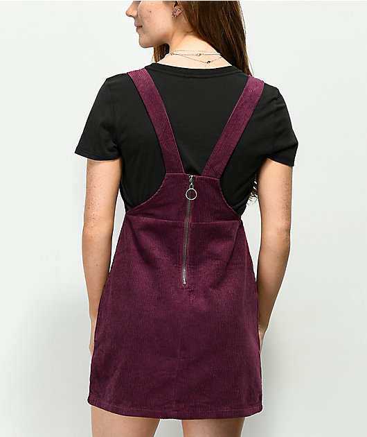 maroon overall dress