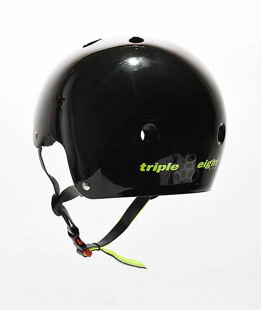 Triple Eight Dual Certified Black Zest Gloss Skateboard Helmet