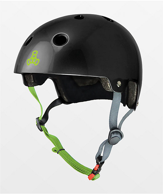 Triple Eight Dual Certified Black Zest Gloss Skateboard Helmet