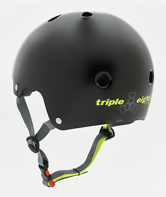 Triple Eight Dual Certified Glossy Black Skateboard Helmet