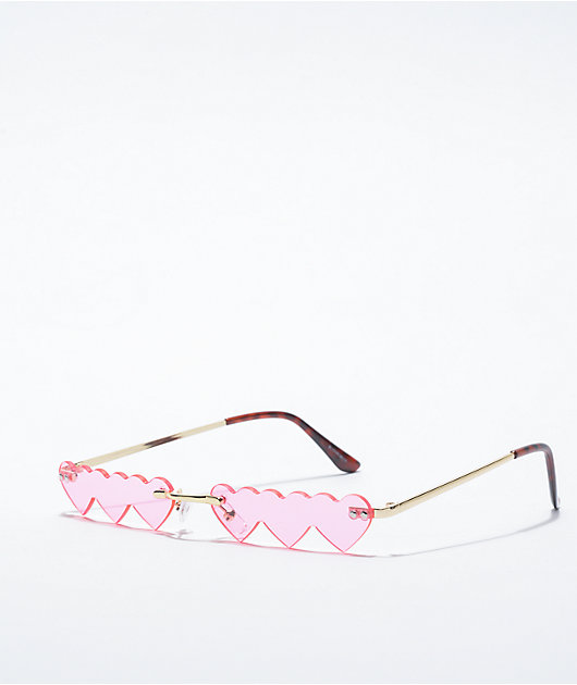 Triple Heart lentes de sol rosas