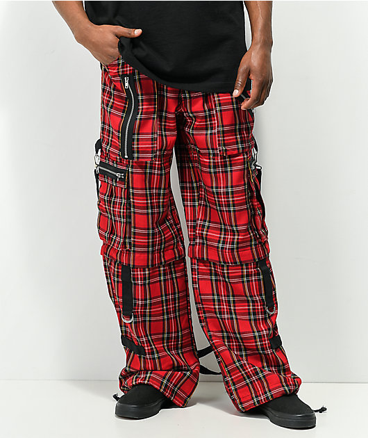 Tripp NYC Clash Baggy Red Black Plaid Pants