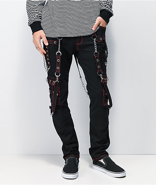 Tripp NYC No Excuses Black \u0026 Red Bondage Pants | Zumiez