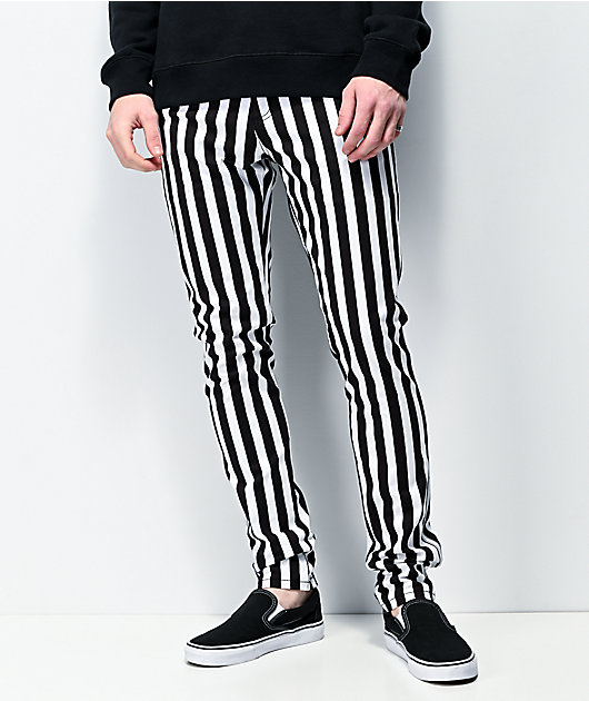 striped skinny jeans black and white