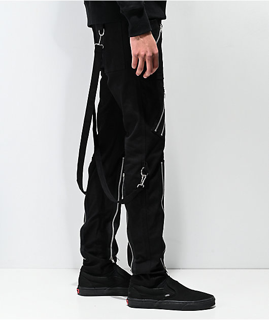 tripp nyc slim black bondage pants
