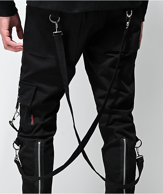 tripp nyc slim black bondage pants