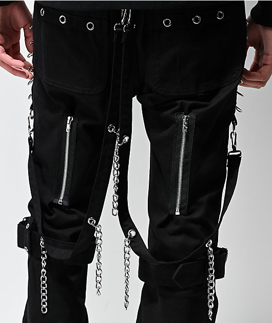 NewStylish Mens Casual Fashion Big strap belted cargo black banding pants   eBay