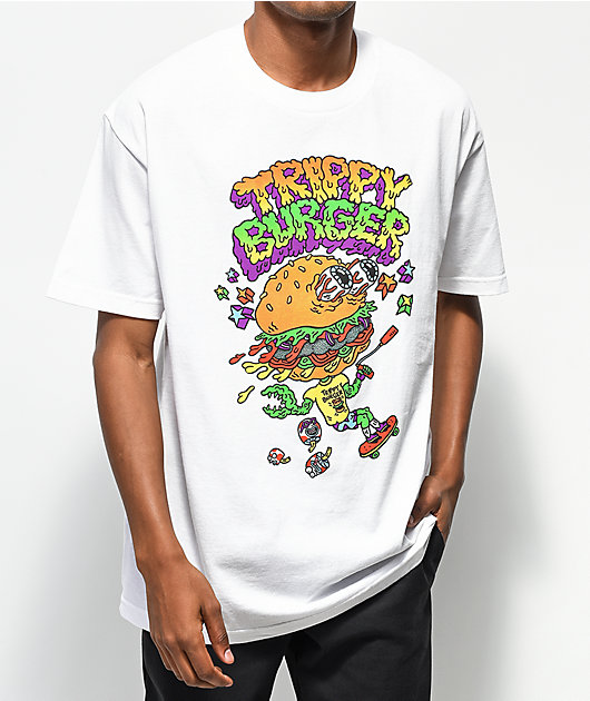 Trippy Burger Skate Burger White T-Shirt