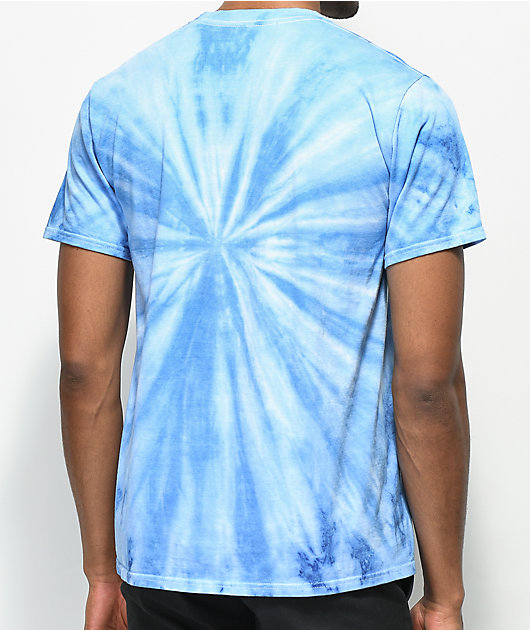 Trippy Burger Skull Burger Blue Tie Dye T-Shirt