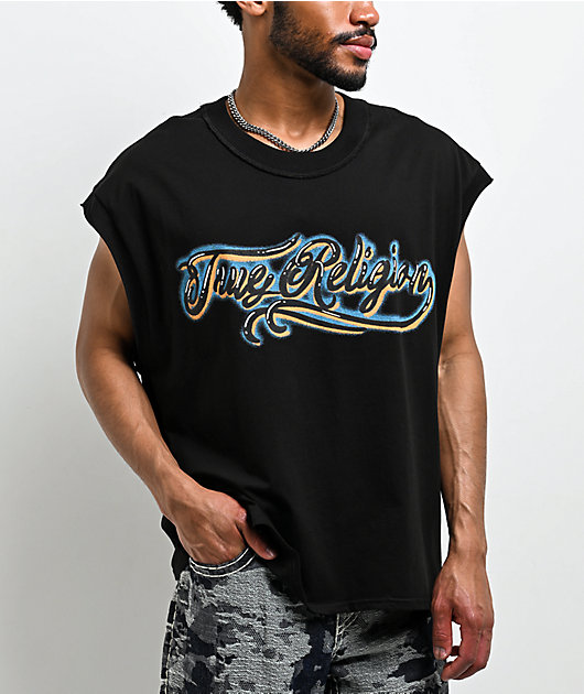 True Religion Airbrush Black Tank Top