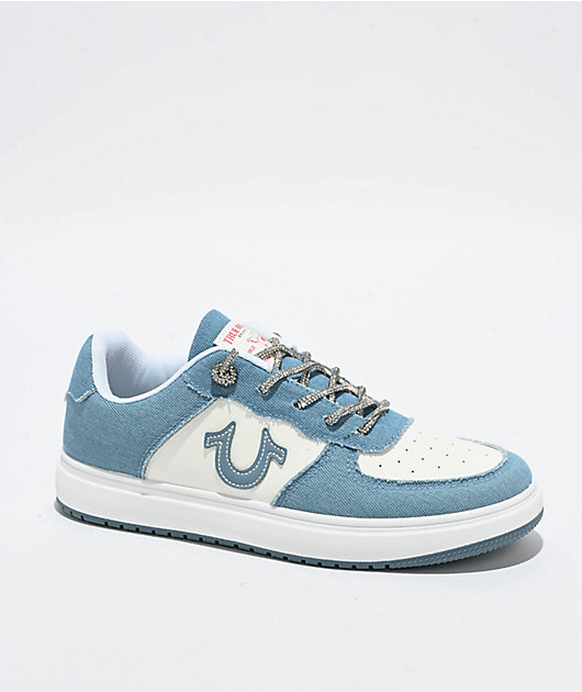True Religion Allison White & Light Blue Shoes | Zumiez