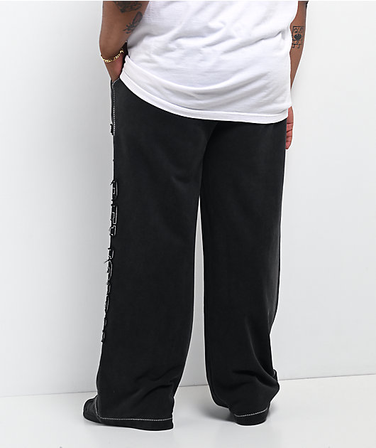 True Religion Appliqué Big T Black Wash Baggy Sweatpants