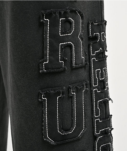 True Religion Appliqué Big T Black Wash Baggy Sweatpants