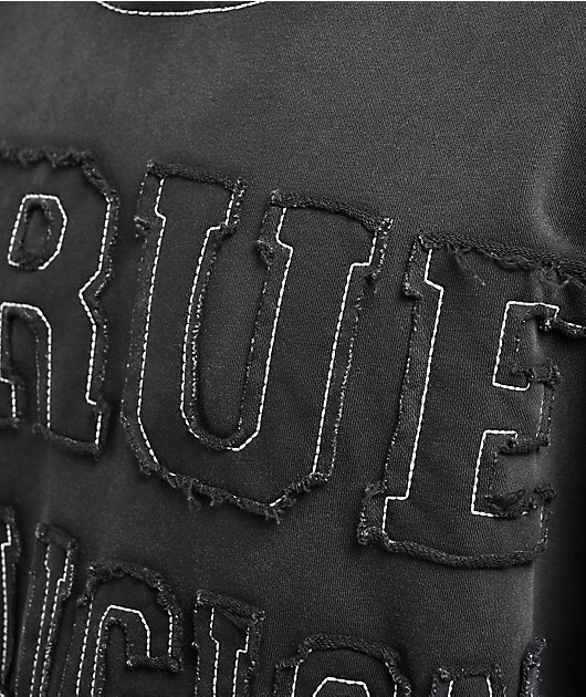 True Religion Appliqué Big T Black Wash Hoodie